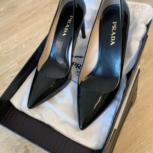 Prada Women's Shiny Black Heels